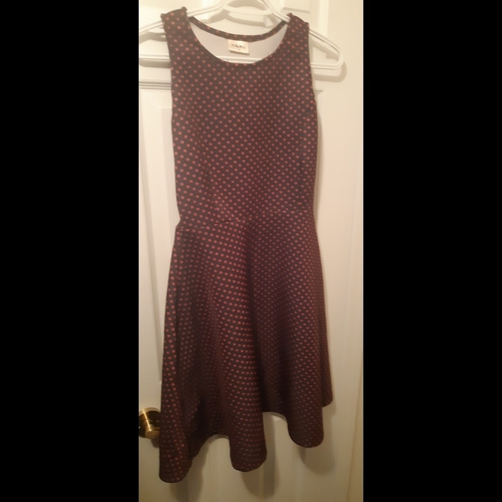 Polka dot red and black skater dress